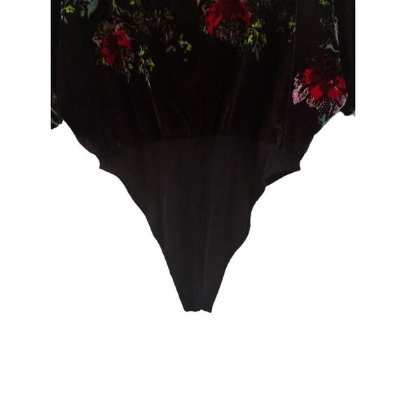 Free People Intimately Floral Dolman Sleeve Velvet Bodysuit Black Medium - Picture 5 of 9